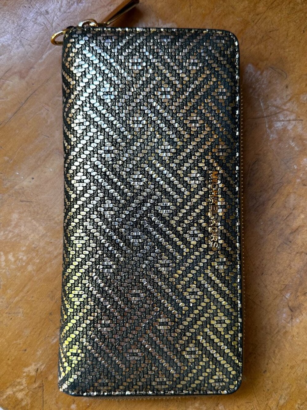 Michael Kors Gold Metallic Zip Wallet